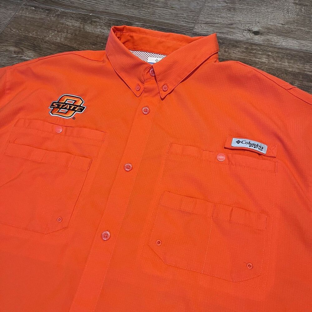 Columbia PFG Oklahoma State Cowboys Mens XL Orange Fishing Shirt OSU Omni Shade